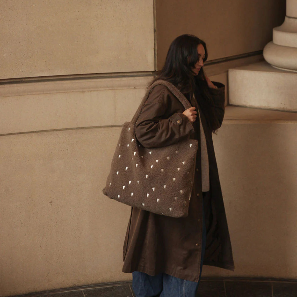 Studio Noos mom bag teddy brown hearts kopen