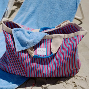 Studio Noos poplin beach bag raspberry striped 6151907726761 a