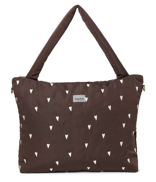 Studio Noos puffy diaper bag brown hearts