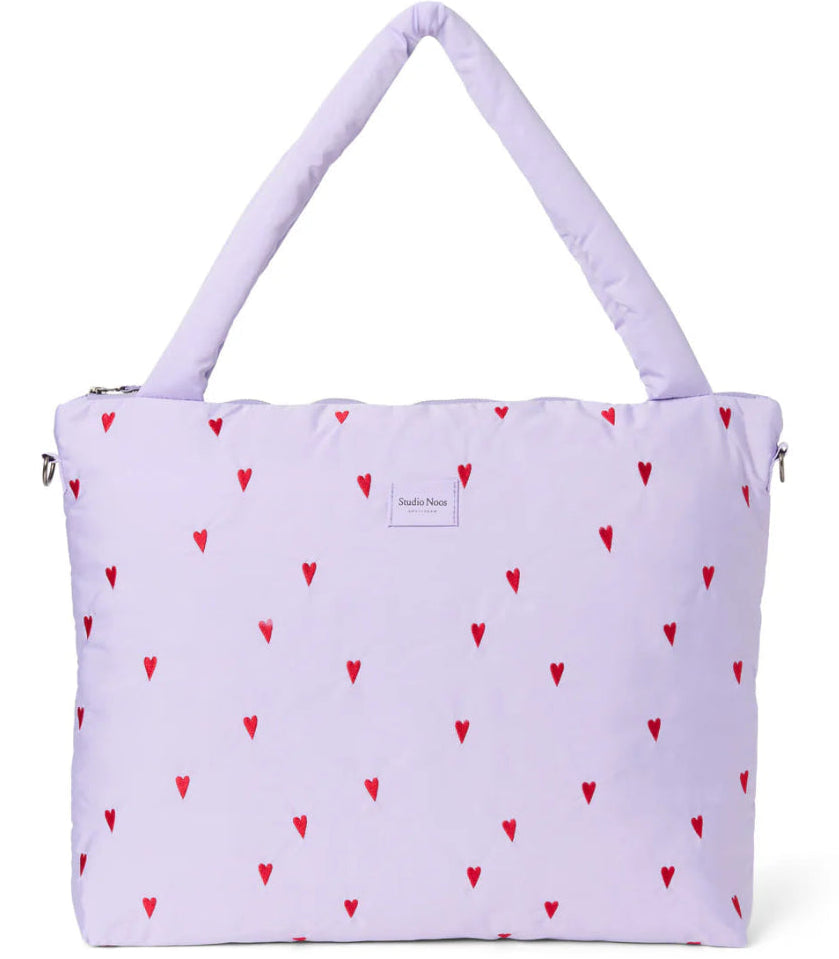 Studio Noos puffy diaper bag purple hearts 6151905750751 a