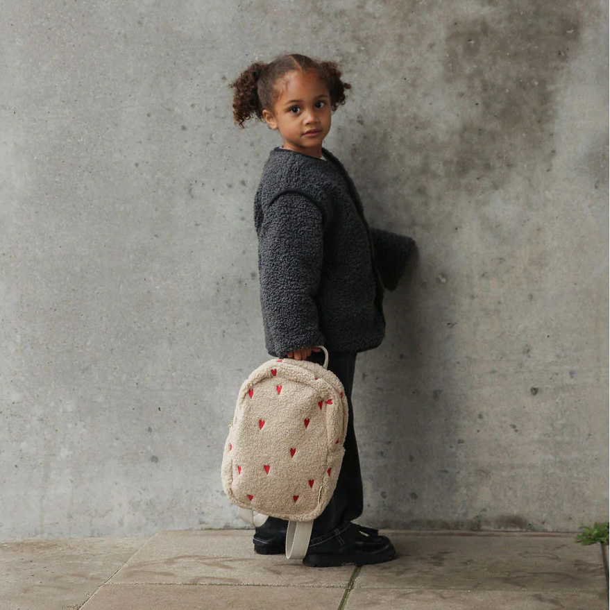 Studio Noos rugzak mini teddy ecru hearts kopen