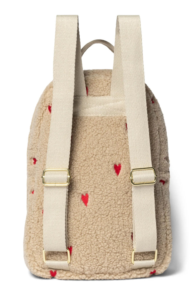 Studio Noos rugzak mini teddy ecru hearts 100% Polyester
