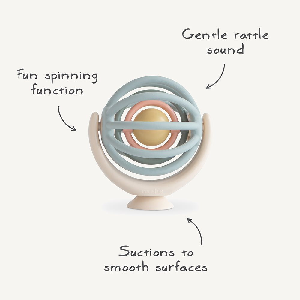 Mushie babyspeeltje spinner bal met zuignap 10 mnd+ 100% siliconen