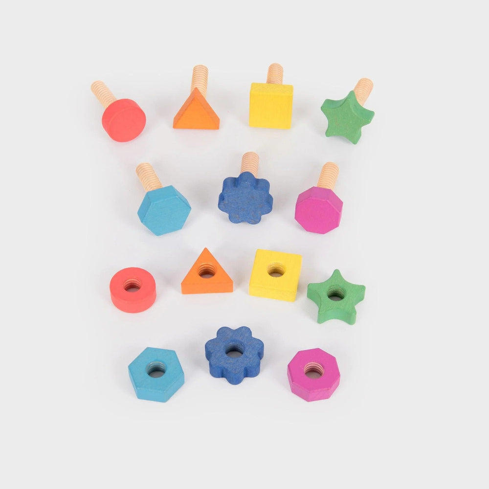 Tickit houten moeren en bouten regenboog 7 stks 12 mnd+ 5060138829596