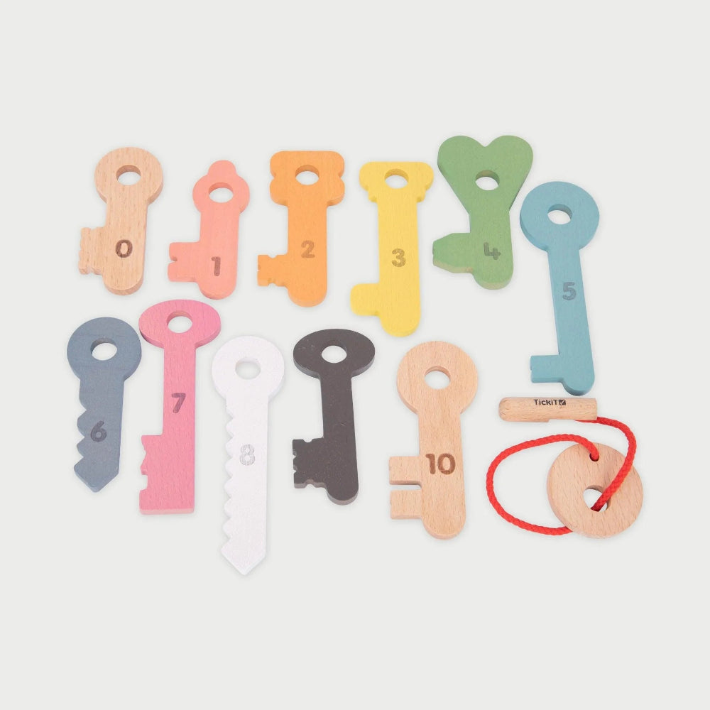 Tickit houten sleutels met cijfers regenboog 10 mnd+ kopen