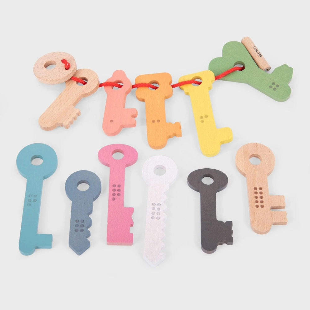 Tickit houten sleutels met cijfers regenboog 10 mnd+ 5060155731353