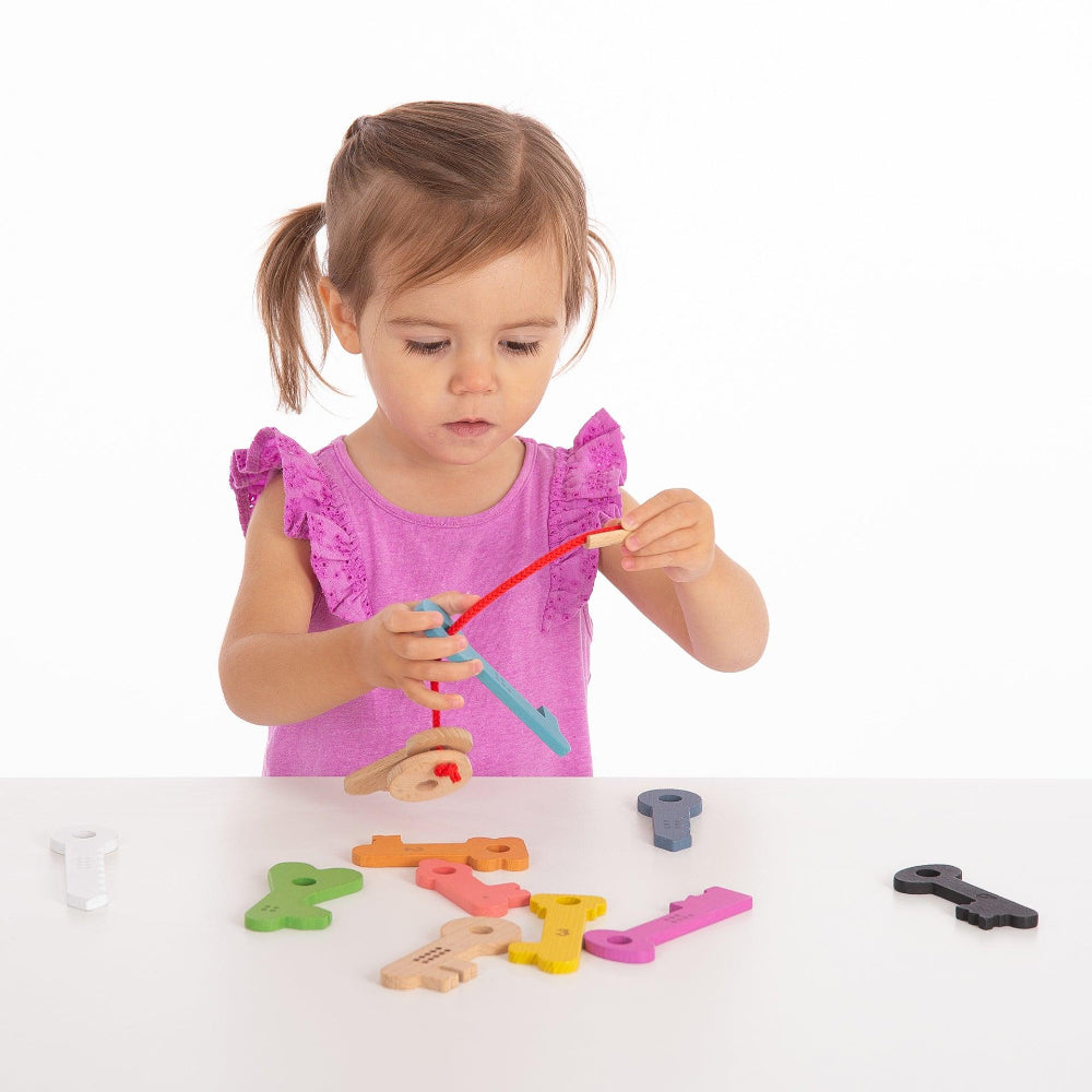 Tickit houten sleutels met cijfers regenboog 10 mnd+