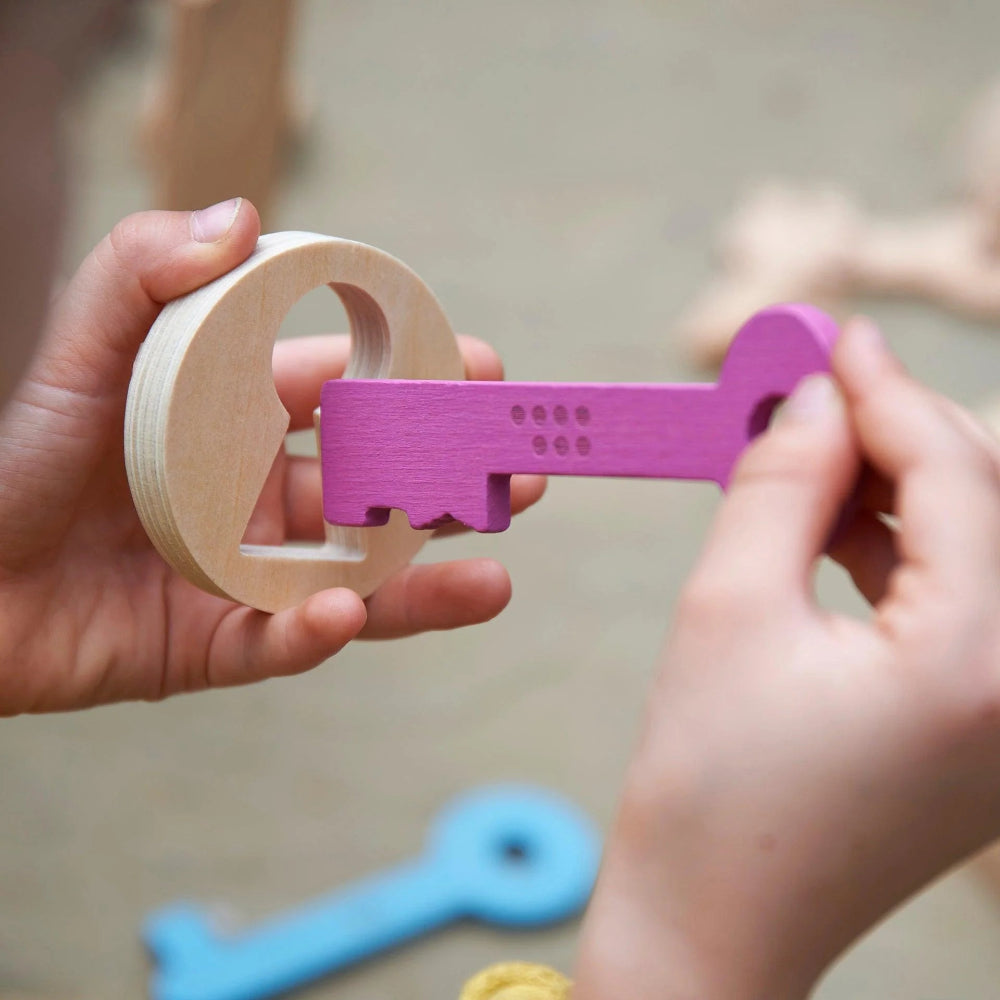 Tickit houten sleutels met cijfers regenboog 10 mnd+