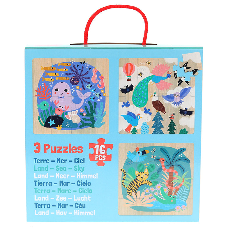 VILAC puzzels land zee lucht 4 jr+ / 3 x 16 stks