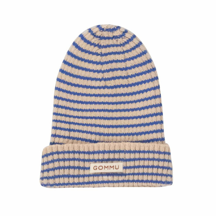 We are gommu poppenbeanie Light Cream Blue stripes 3 jr+