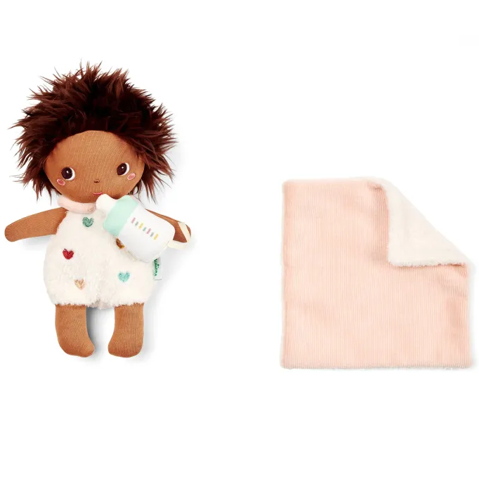 Lilliputiens stoffen pop Misha met poppenmand 1 jr+ 5414834837230