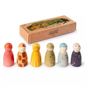 Grapat nins poppetjes dieren 6 stks 10 mnd+