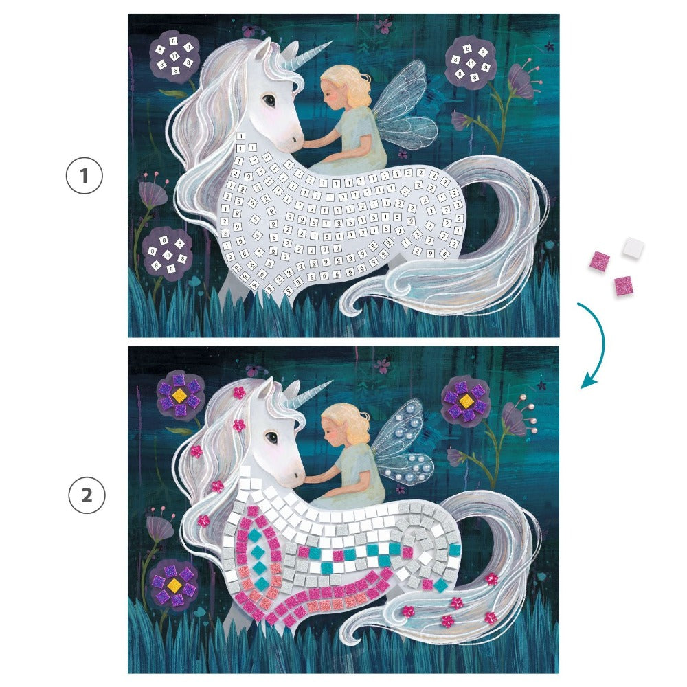 DJECO glitter mozaiek betoverde wereld 6 jr+ foam stickers, kartonnen prent