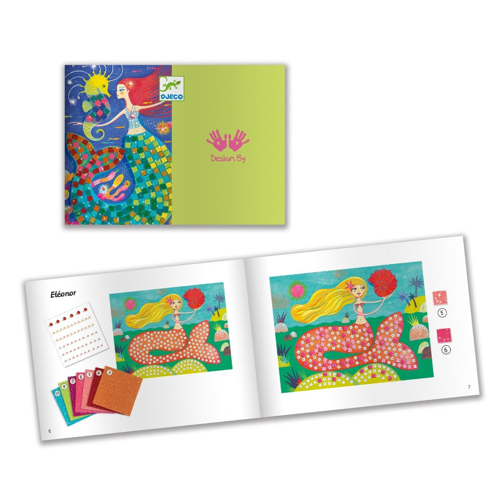 DJECO glitter mozaiek zeemeermin 7 jr+ foam stickers, kartonnen prent