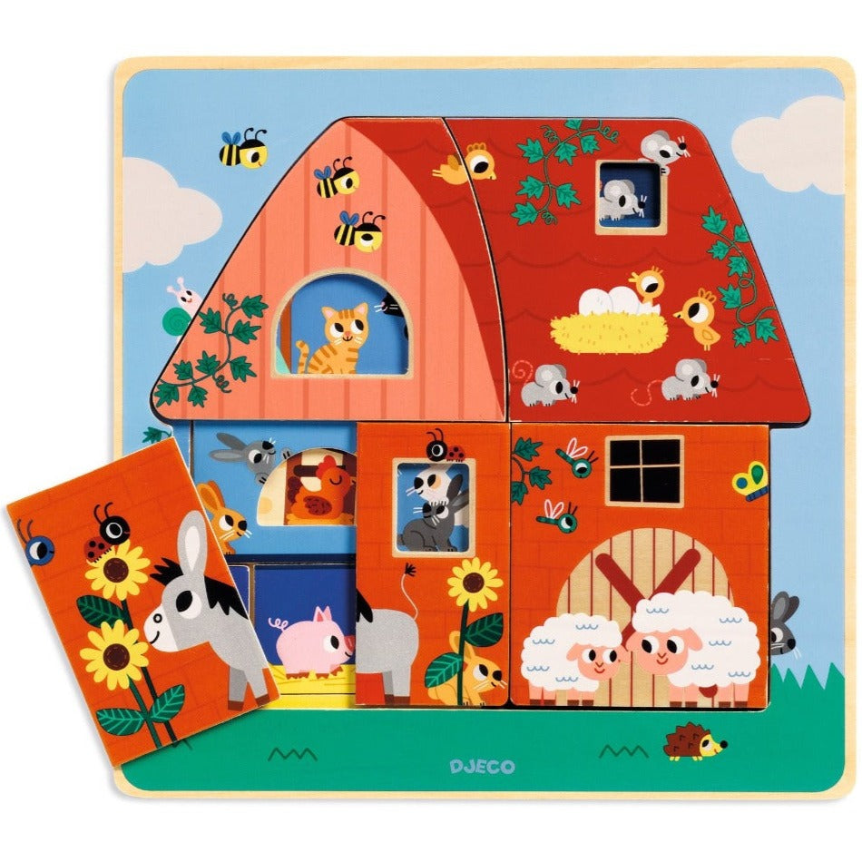 DJECO puzzel 3 lagen chez moo 18 mnd