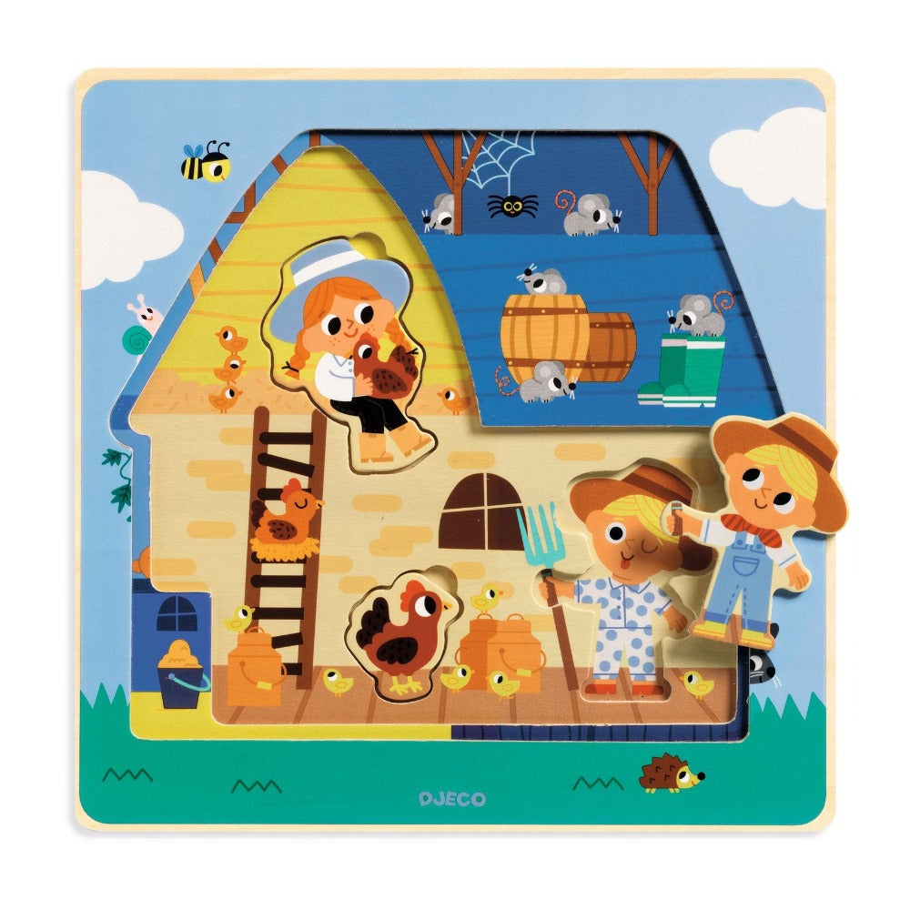DJECO puzzel 3 lagen chez moo 18 mnd 3070900014824