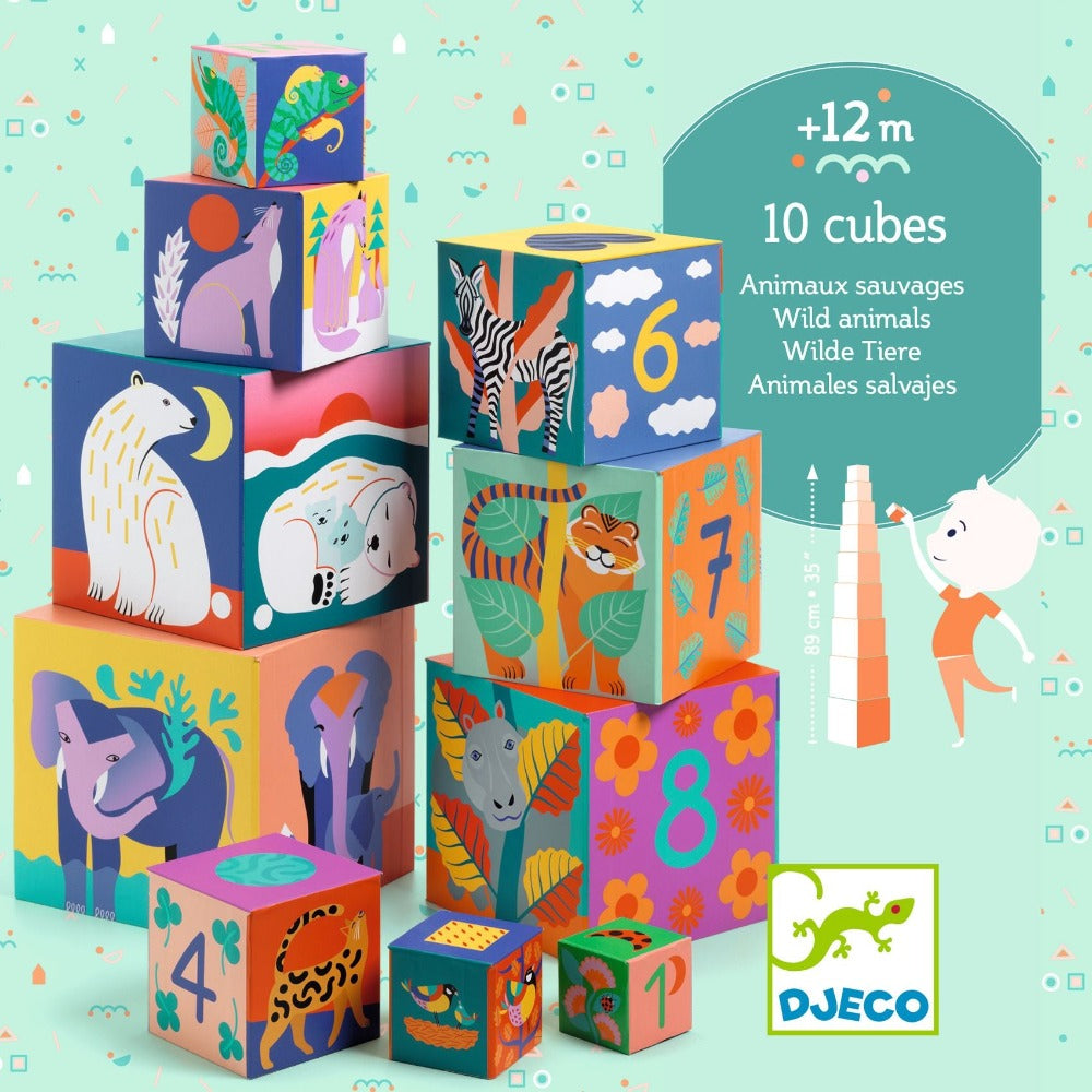 DJECO stapeltoren wilde dieren 12 mnd+