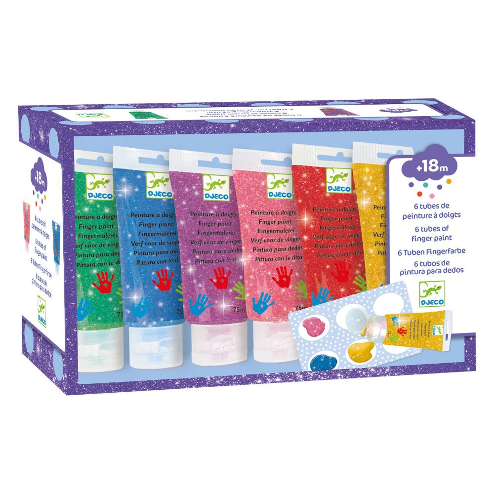 DJECO vingerverf glitter 6 x 75ml 3070900090170