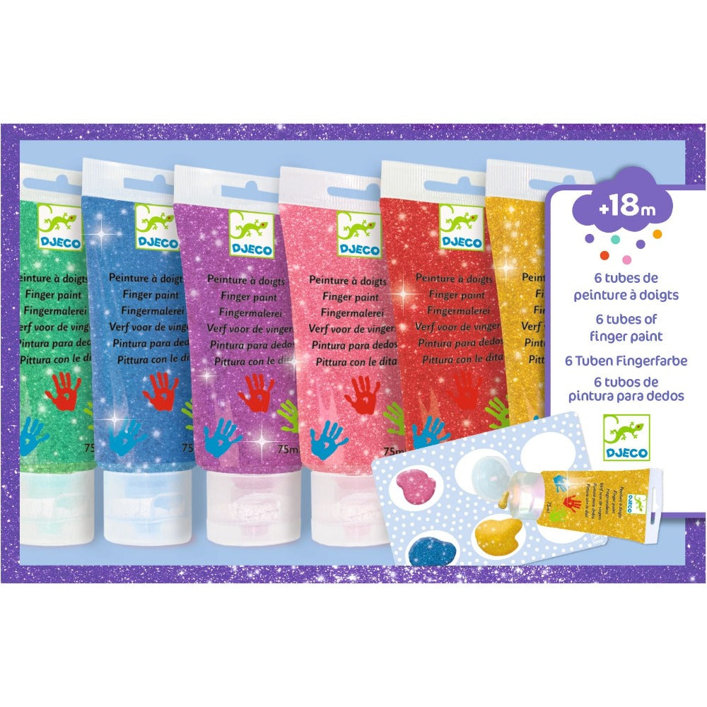 DJECO vingerverf glitter 6 x 75ml