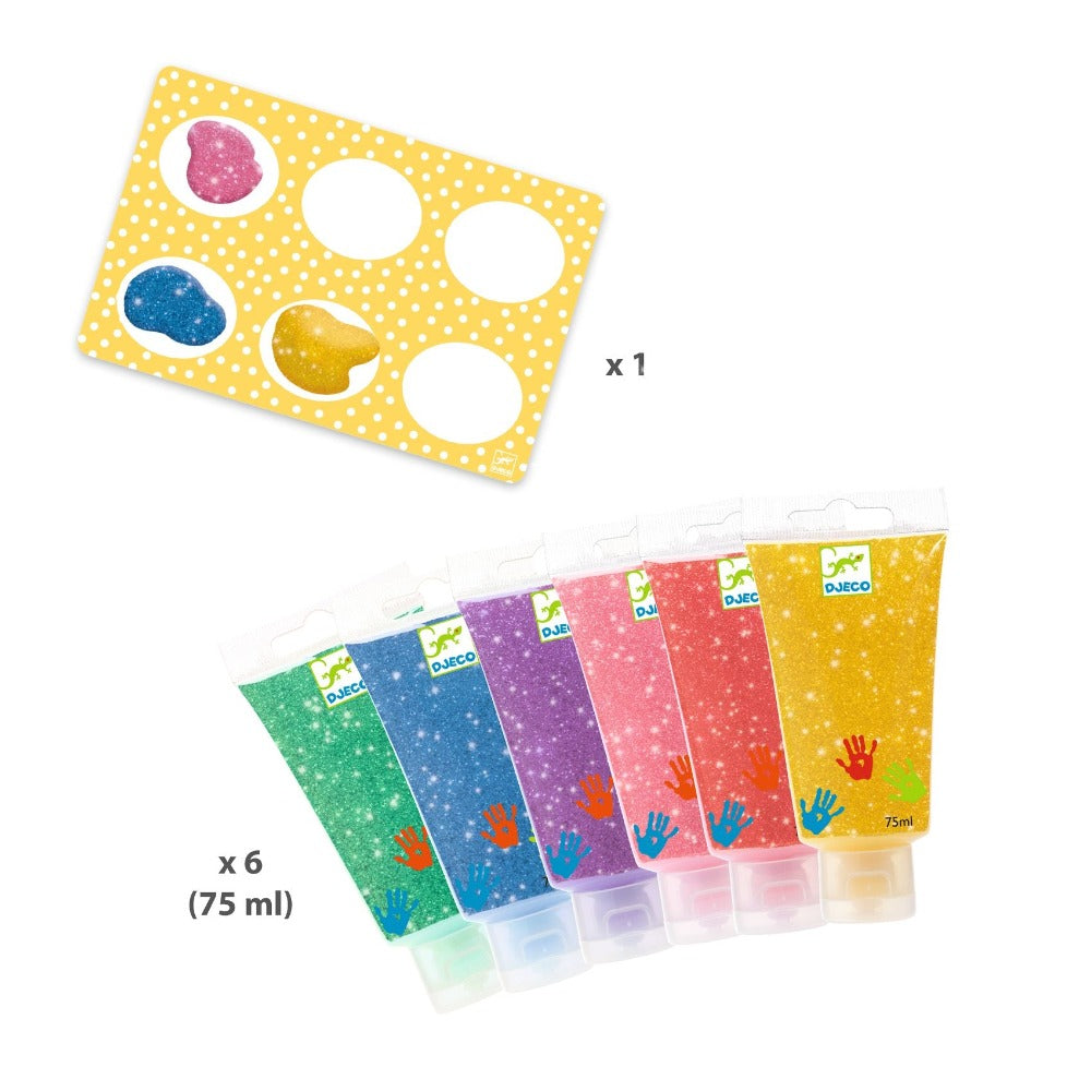 DJECO vingerverf glitter 6 x 75ml