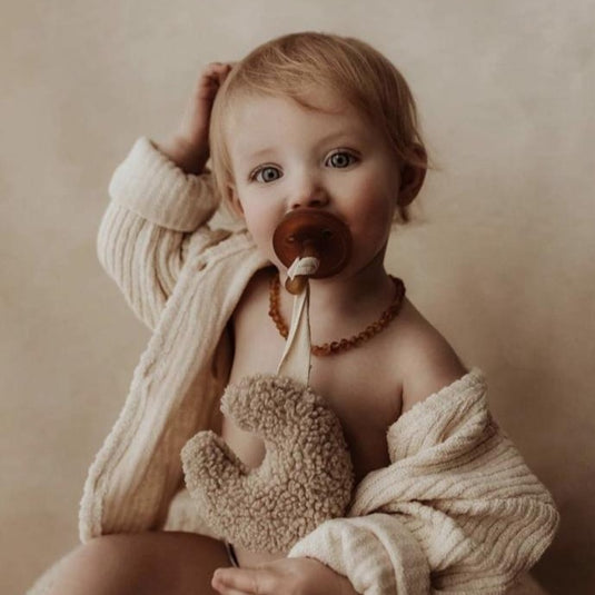 Dappermaentje speendoekje maan teddy beige