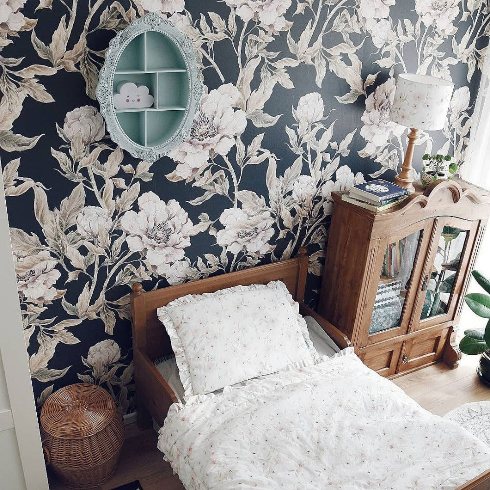 Dekornik behang sample Peonies navy blue kopen