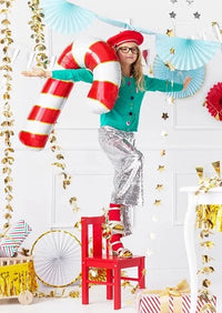Folie ballon candy cane rood wit 82 cm