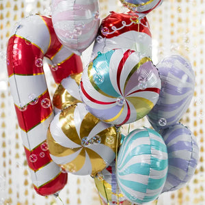 Folie ballon candy cane rood wit 82 cm