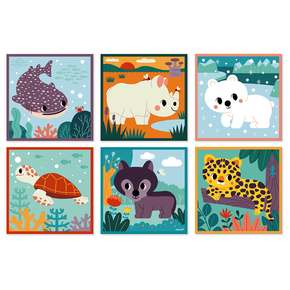 JANOD x WWF blokpuzzel dieren 2 jr+ / 9 stks 3700217386245