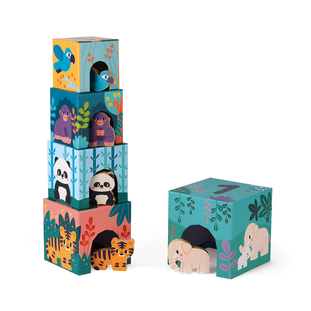 JANOD x WWF stapeltoren met 5 houten dieren 1 jr+