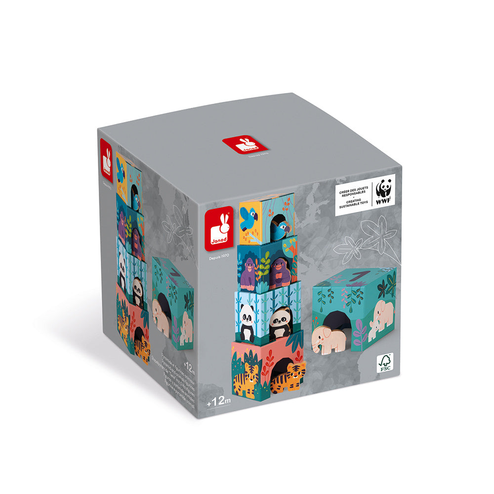 JANOD x WWF stapeltoren met 5 houten dieren 1 jr+ 118623
