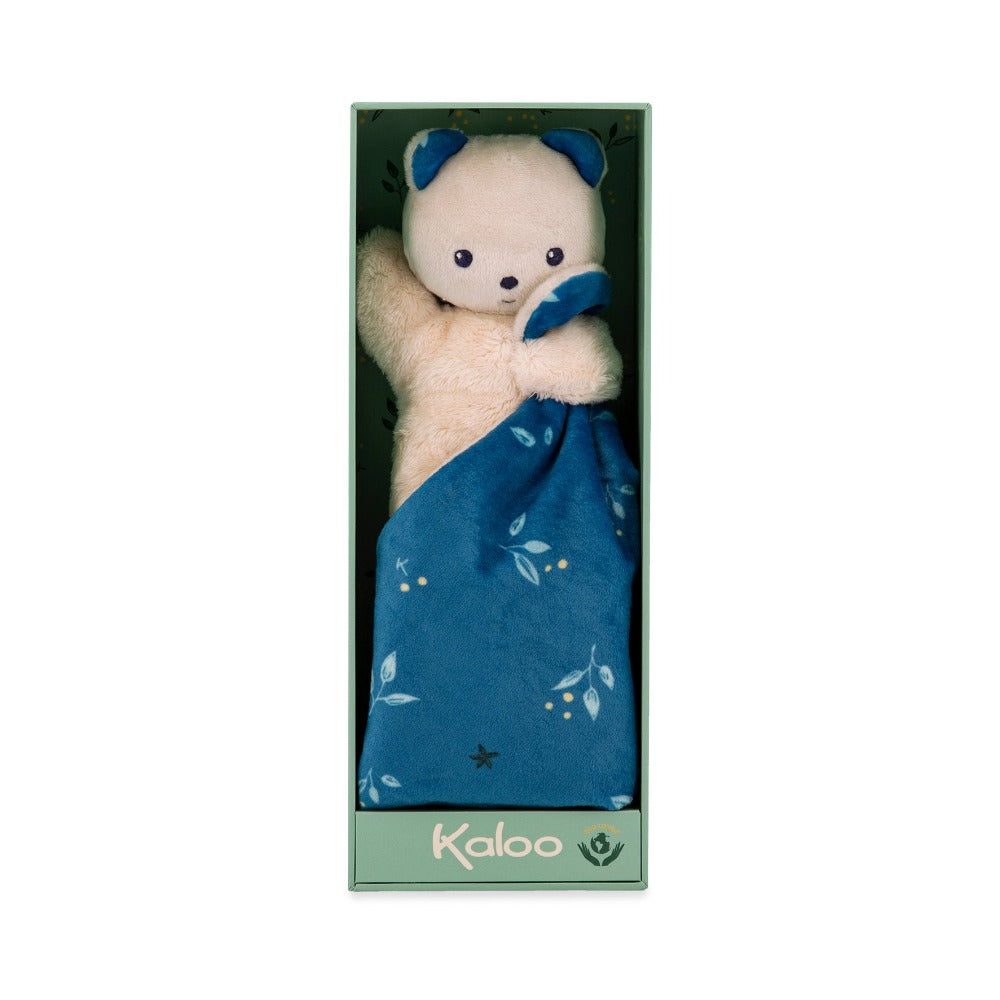 Kaloo knuffeldoekje beer Carre Douceur blauw 0 jr+ 100% recycled polyester
