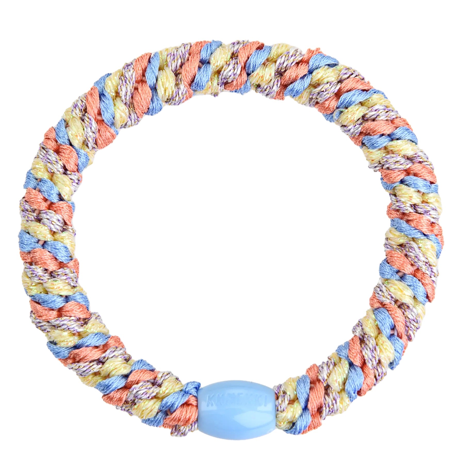 Kknekki haarelastiekje mix blauw peach