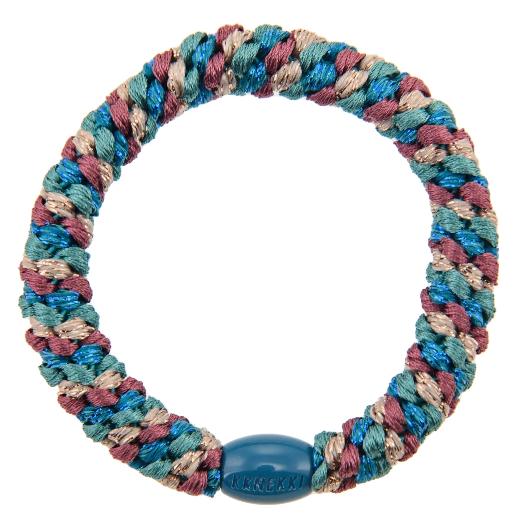 Kknekki haarelastiekje mix petrol blauw glitter