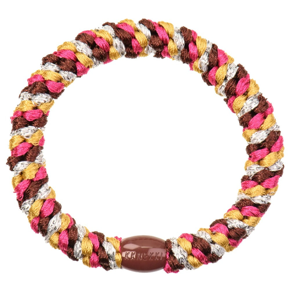 Kknekki haarelastiekje mix roze choco glitter