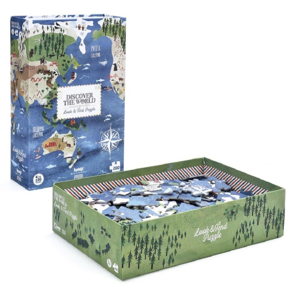 LONDJI puzzel discover the world 6jr+ / 200 stks recycled karton