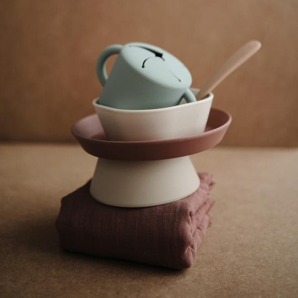 Mushie siliconen bord thyme green