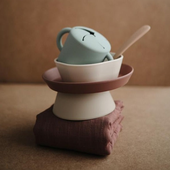 Mushie siliconen kom cloudy mauve
