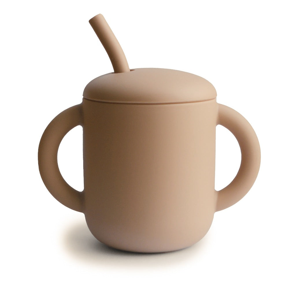 Mushie siliconen sippy cup met oren natural
