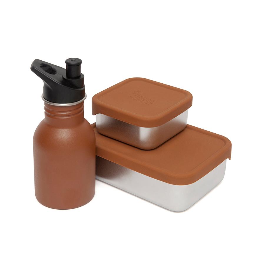 Petit Monkey lunchbox RVS Riley baked clay 17x13 RVS stainless steel + LFGB silicone