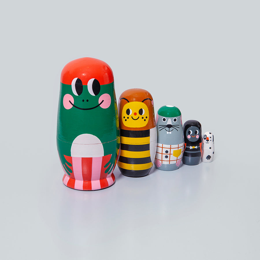 Petit Monkey nesting dolls Paddy and Palls hard hout