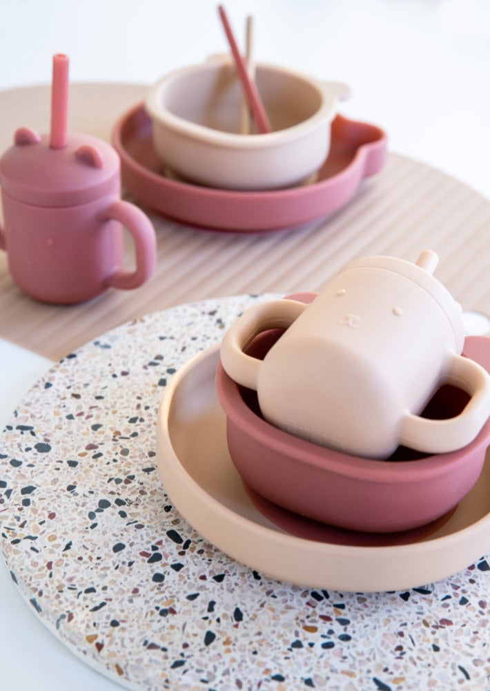 Petit Monkey siliconen bord bear mahogany rose