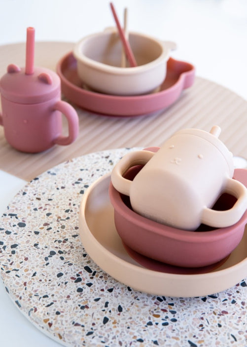 Petit Monkey siliconen bord bear mahogany rose