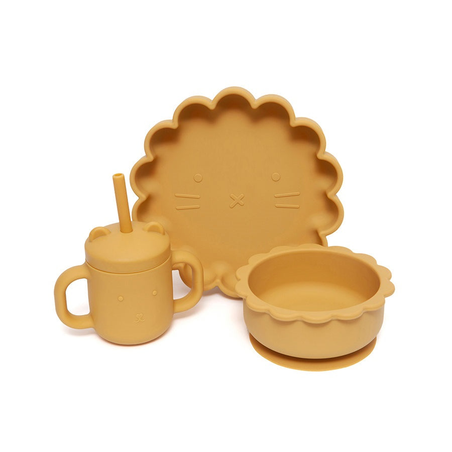Petit Monkey siliconen bord lion ochre 100% LFGB siliconen