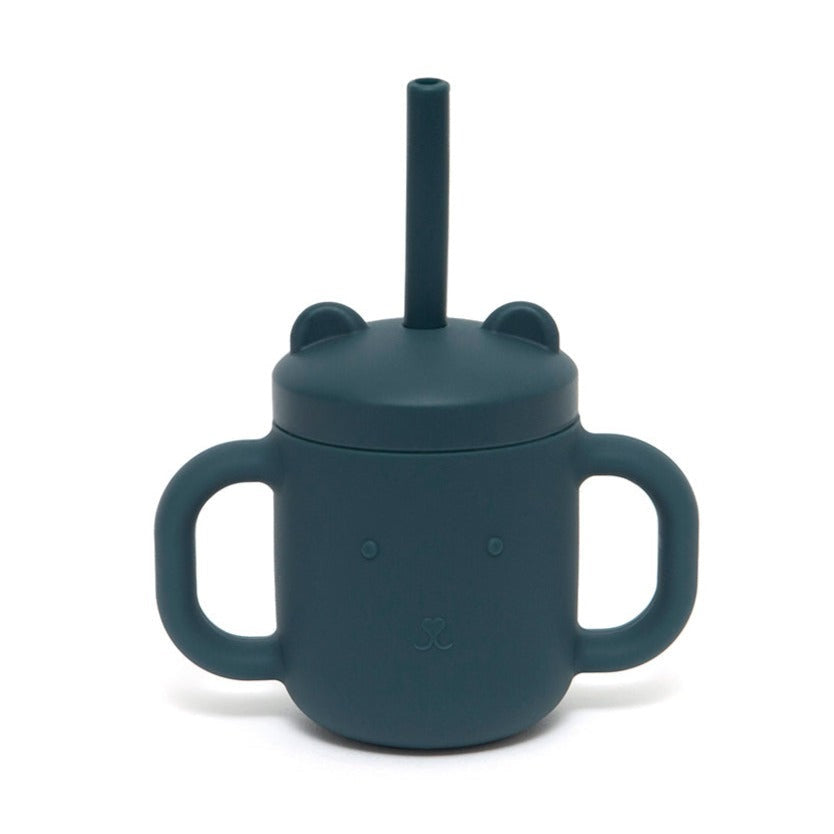 Petit Monkey siliconen sippy cup met oren balsam blue