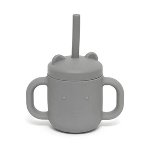 Petit Monkey siliconen sippy cup met oren pewter green