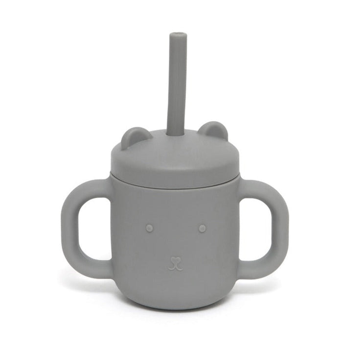 Petit Monkey siliconen sippy cup met oren pewter green