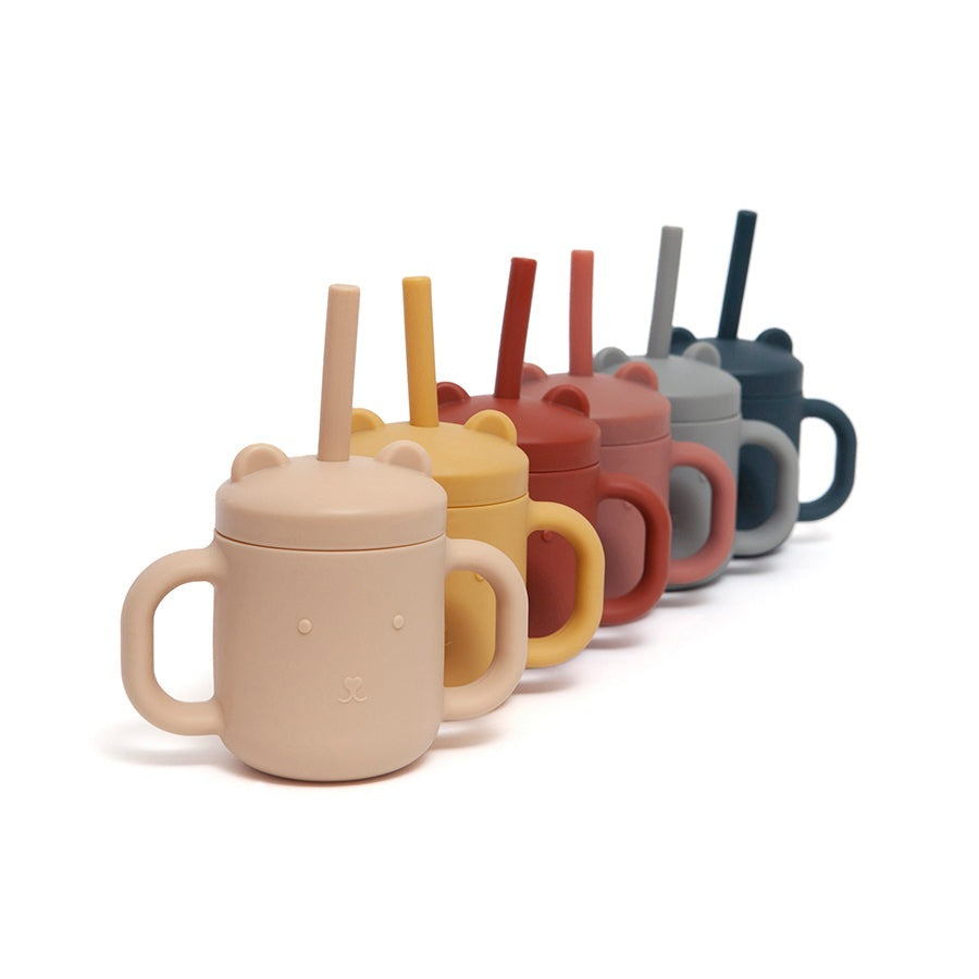 Petit Monkey siliconen sippy cup met oren pewter green