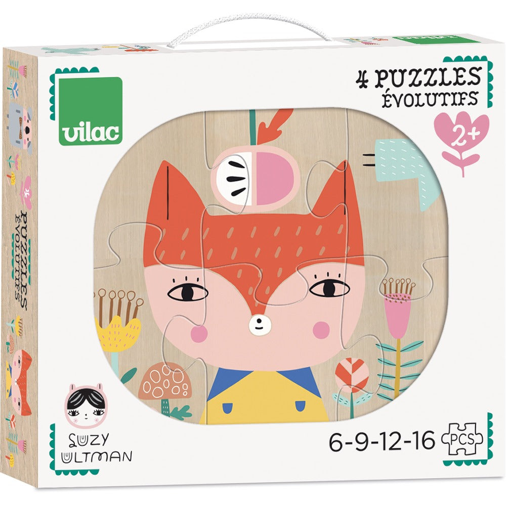 VILAC 4 houten puzzels Suzy Ultman 2 jr+