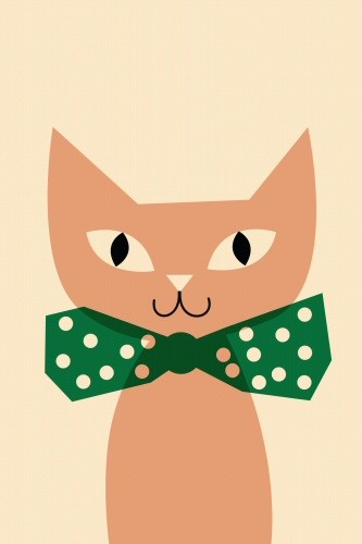 Petit Monkey poster pink cat 29.7 x 42 cm